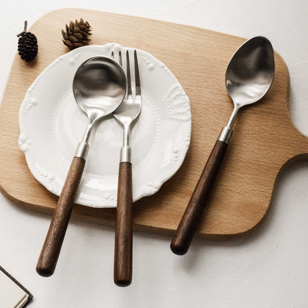 Stainless Steel Cutlery With Black Walnut Handle