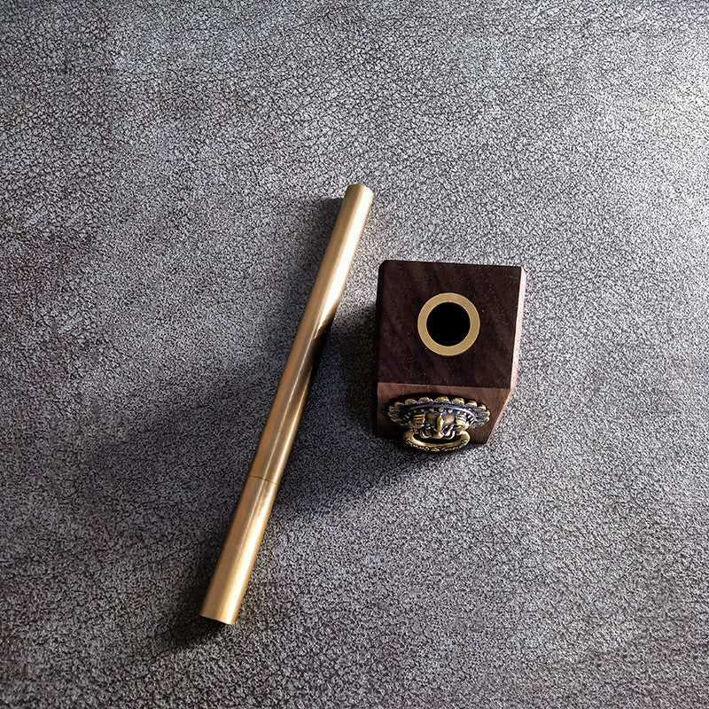 Black Walnut Geometric Pen Holder With Copper Pen