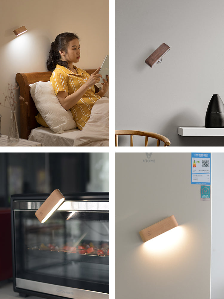 Solid Black Walnut LED Table Lamp Key Holder & Rechargeable Desk