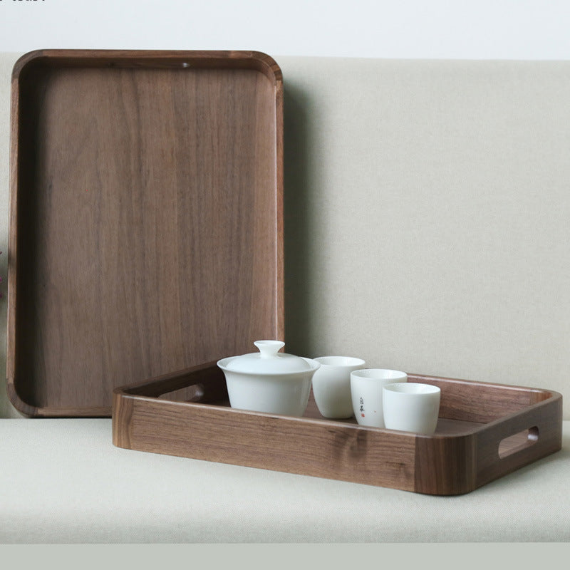 Black Walnut Serving Tray with Integrated Handles
