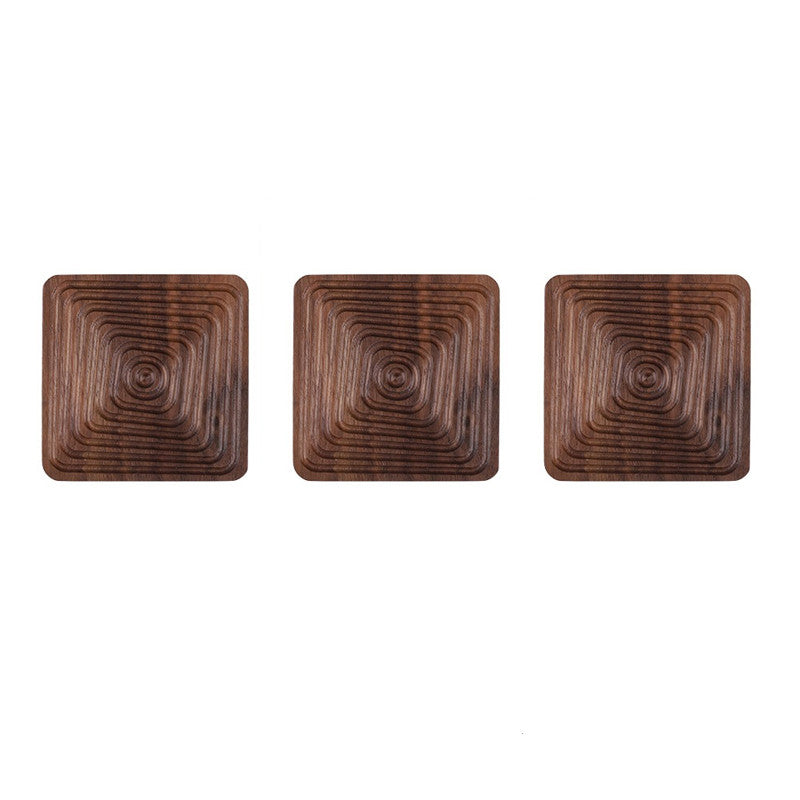 Black Walnut Geometric Tea Coasters (Set of 3)