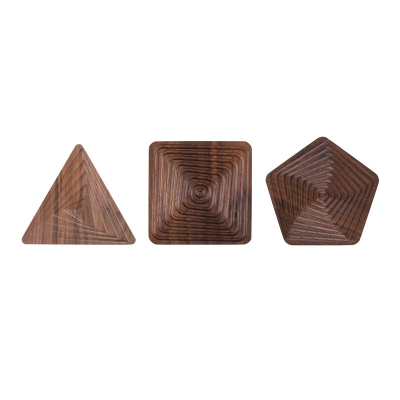 Black Walnut Geometric Tea Coasters (Set of 3)
