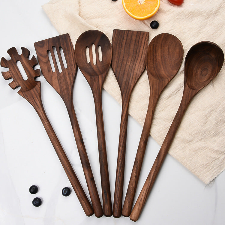 Classic Noir Walnut Chef’s Utensil - 6 Piece Set