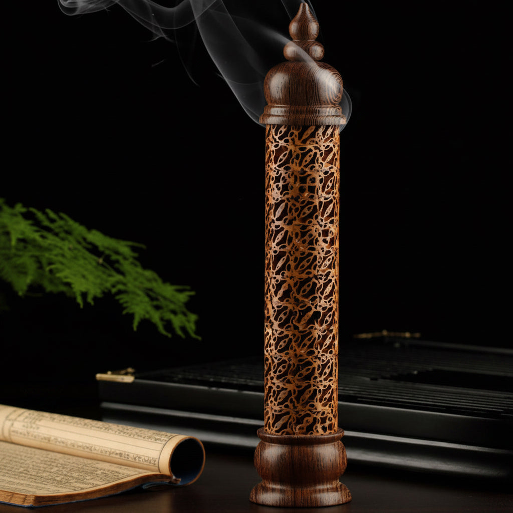 Wenge Wood Hollow Walnut Vertical Incense Burner