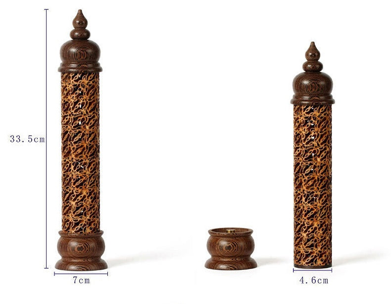 Wenge Wood Hollow Walnut Vertical Incense Burner
