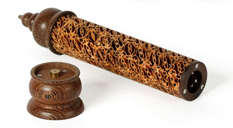 Wenge Wood Hollow Walnut Vertical Incense Burner