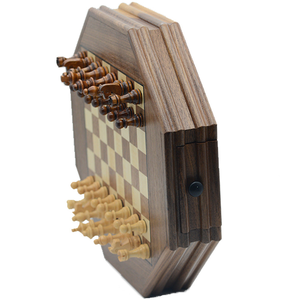 Octagonal Wooden Magnetic Chess Set