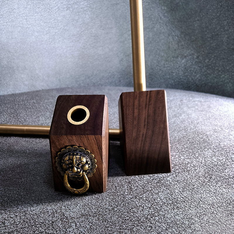 Black Walnut Geometric Pen Holder With Copper Pen