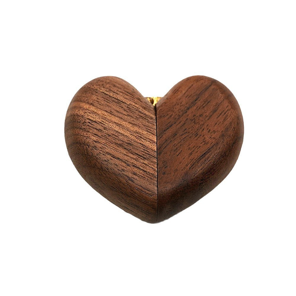 Black Walnut Proposal Heart Ring Box