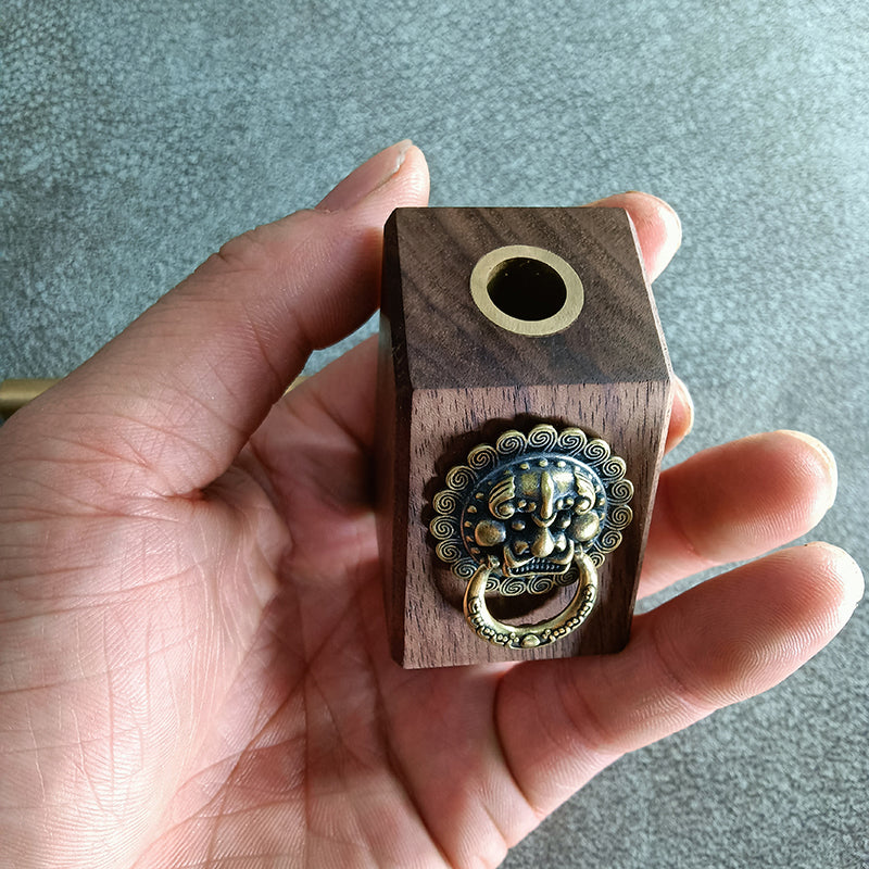 Black Walnut Geometric Pen Holder With Copper Pen