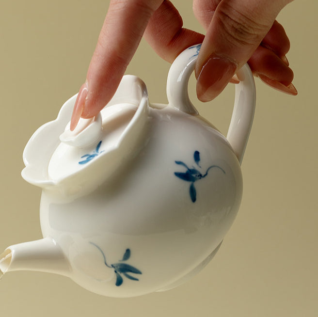 Orchid Bloom Ceramic Teapot