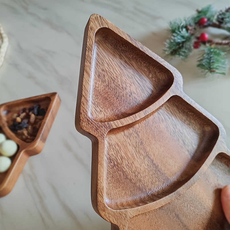 Walnut Christmas Tree Compartment Tray