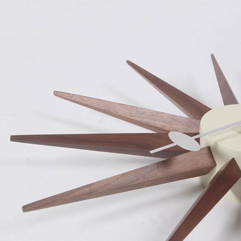 Walnut Starburst Wall Clock