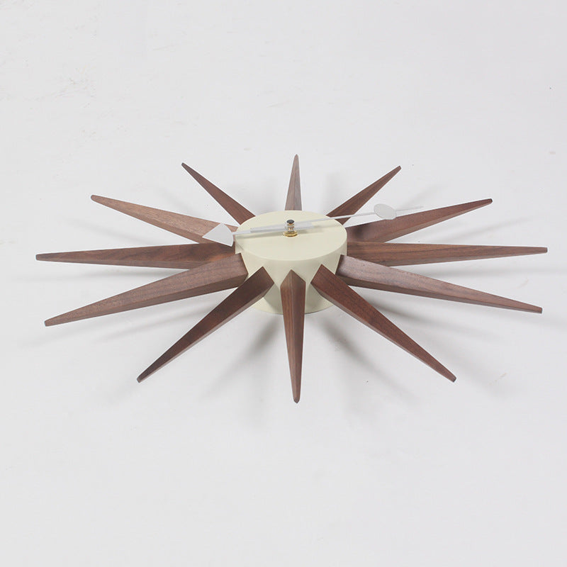 Walnut Starburst Wall Clock