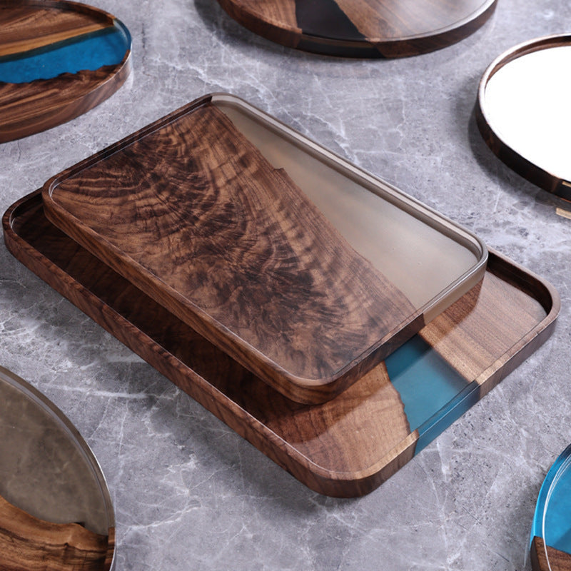 Walnut Resin Serving Tray Collection