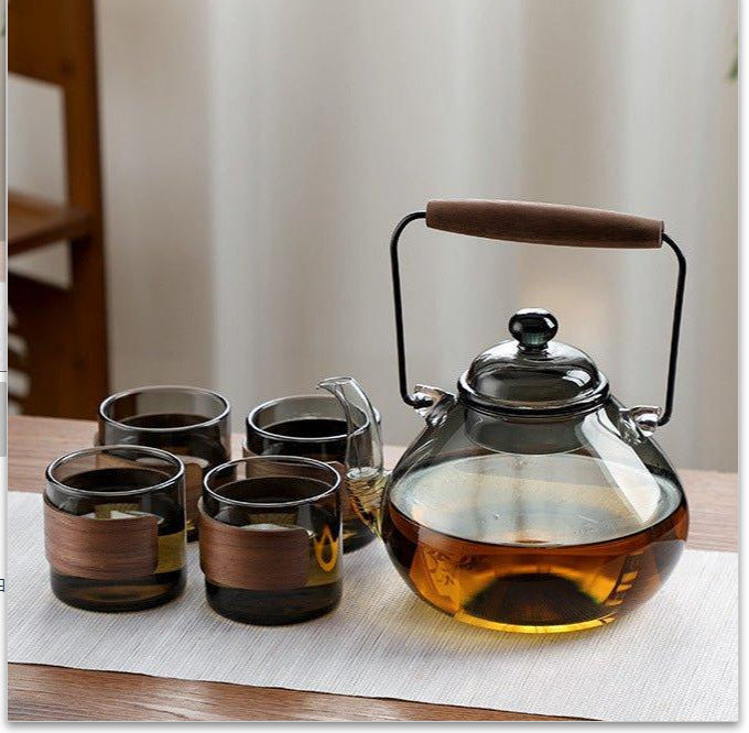 Japanese Style Kettle Set With Black Walnut Handle