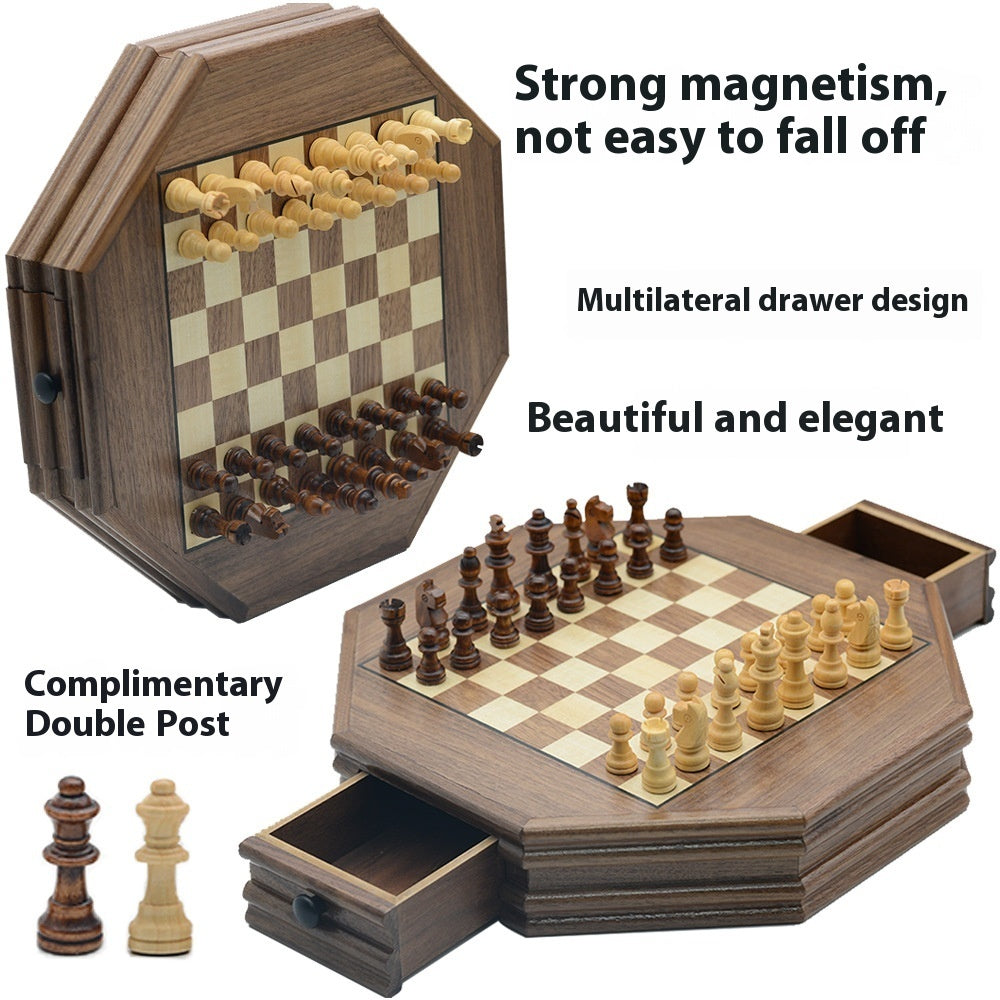 Octagonal Wooden Magnetic Chess Set