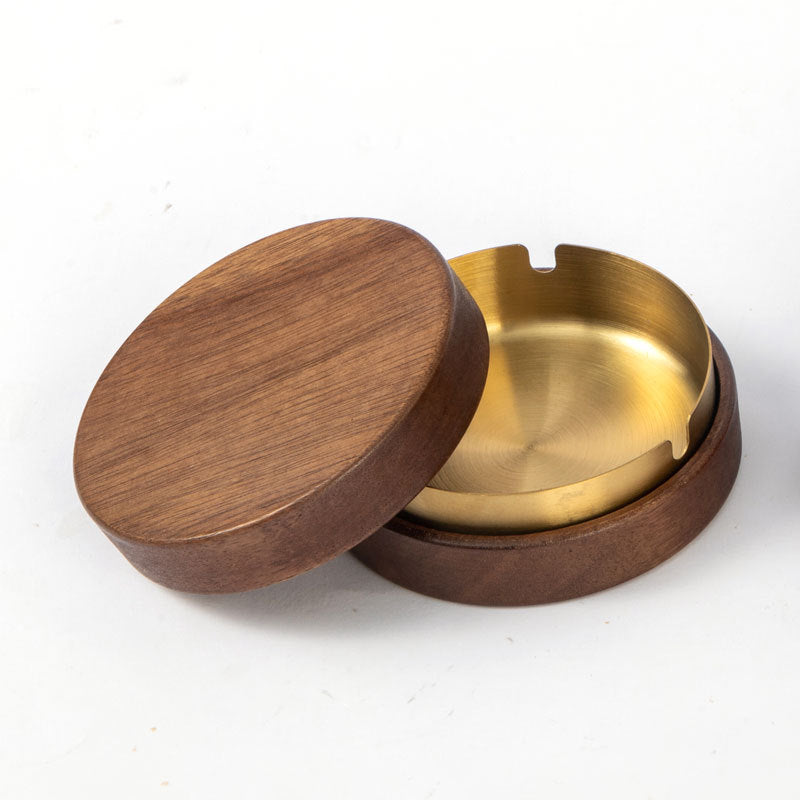 Black Walnut Ashtray With Metal Liner & Lid