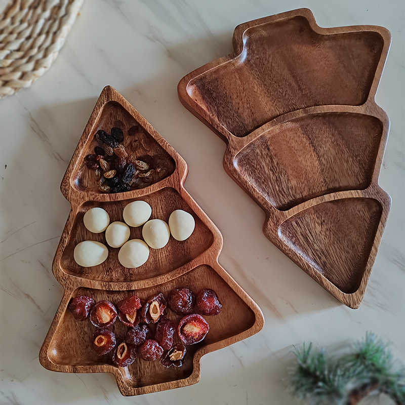 Walnut Christmas Tree Compartment Tray