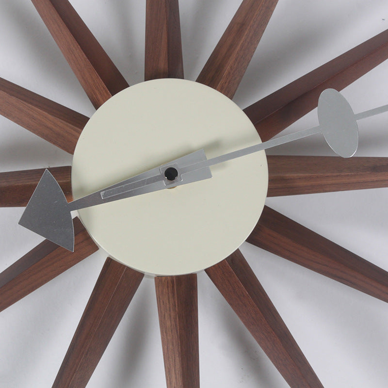 Walnut Starburst Wall Clock
