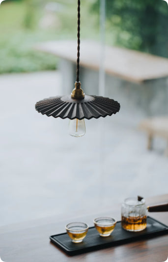 Vintage Black Walnut & Brass Pendant Chandelier