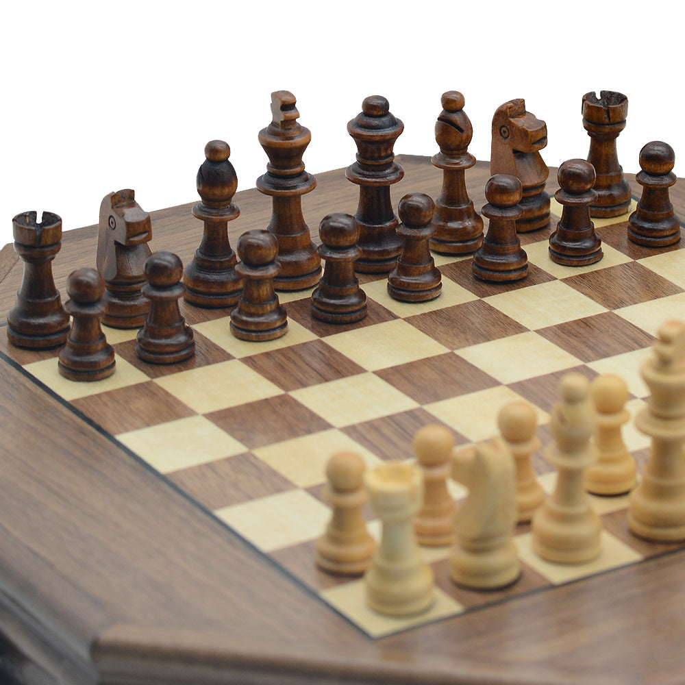 Octagonal Wooden Magnetic Chess Set