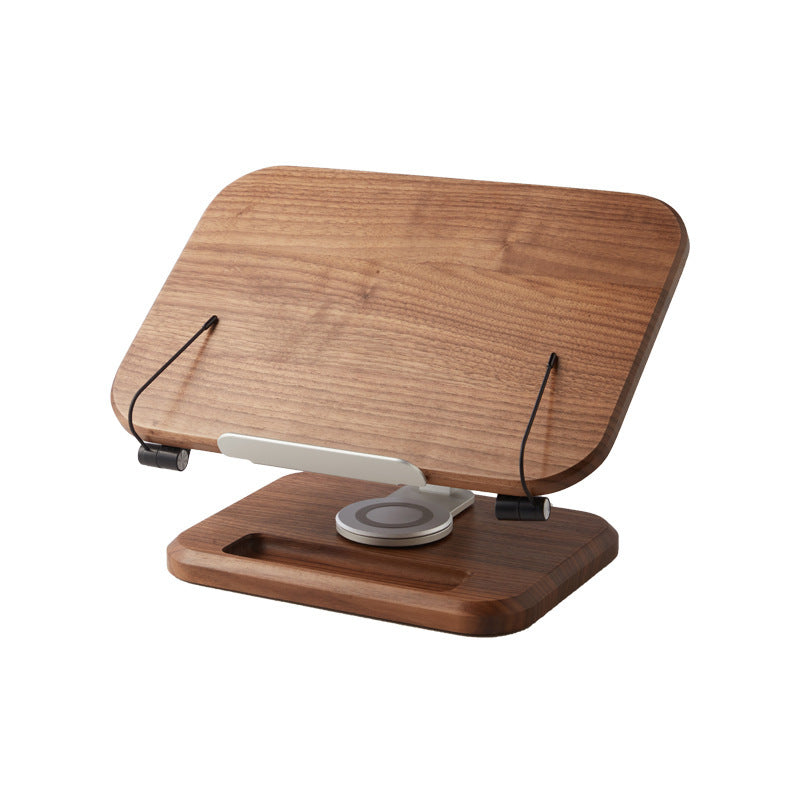 Solid Black Walnut Rotating Reading Stand | Adjustable Book & iPad Holder