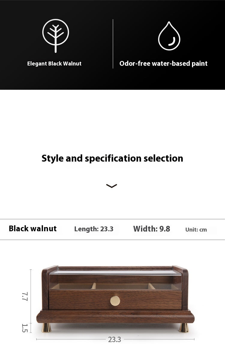 Japanese Style Black Walnut Jewelry Storage Box