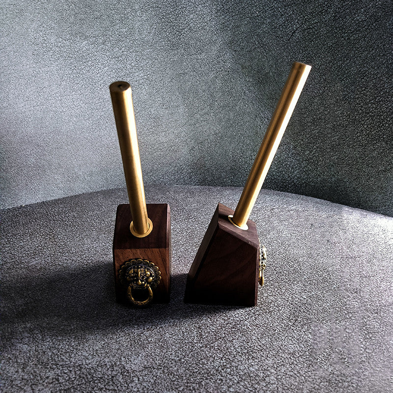 Black Walnut Geometric Pen Holder With Copper Pen