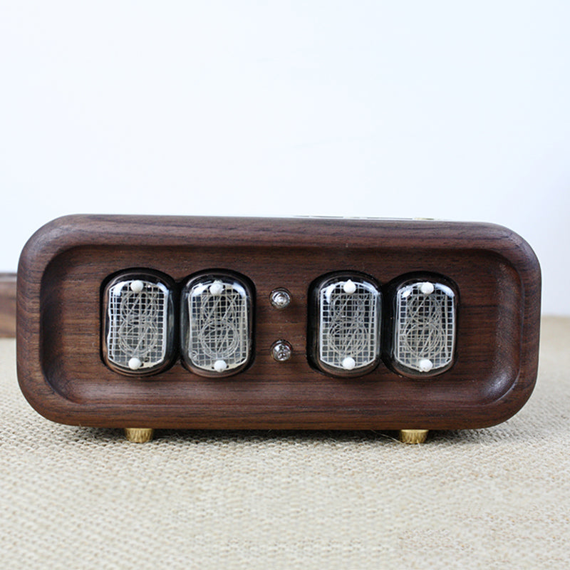 Solid Black Walnut Glow Tube Digital Clock