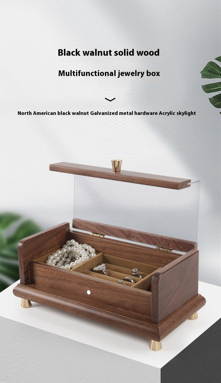 Japanese Style Black Walnut Jewelry Storage Box