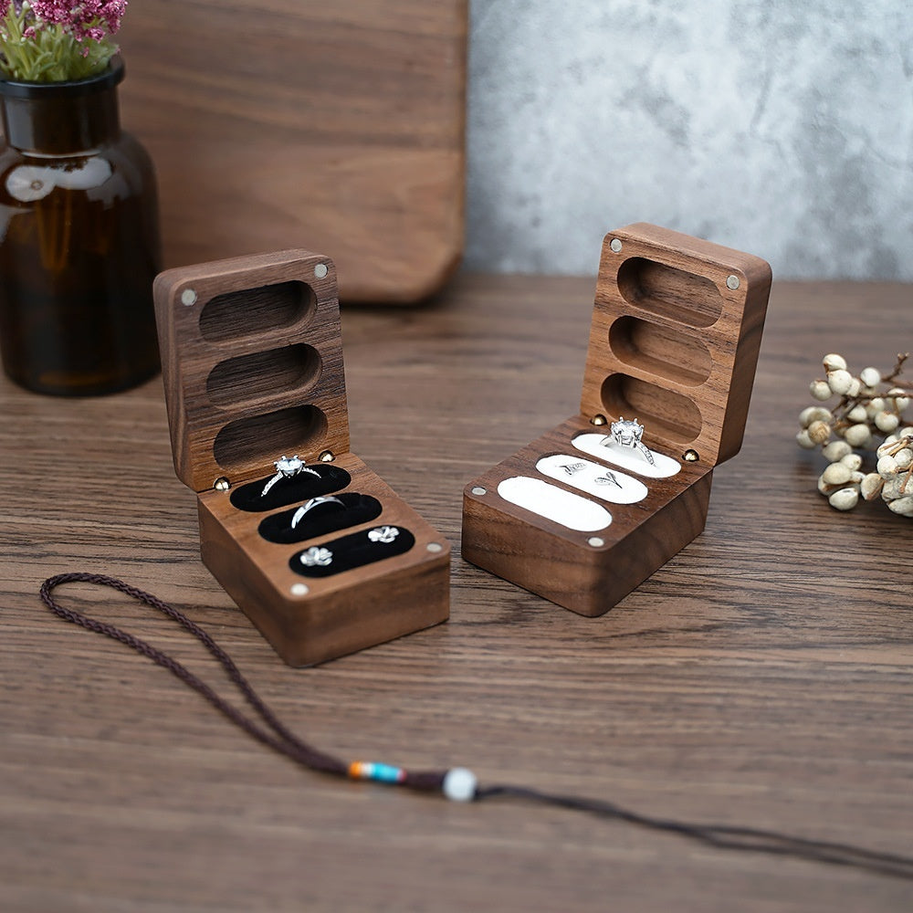 Black Walnut Wedding Ring Jewellery Box