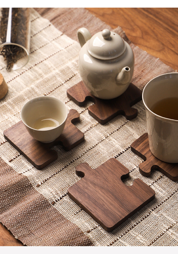 Walnut Puzzle Coaster Set (Set of 4)