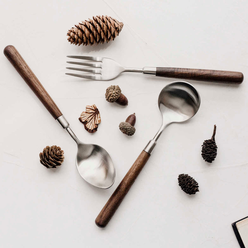Stainless Steel Cutlery With Black Walnut Handle