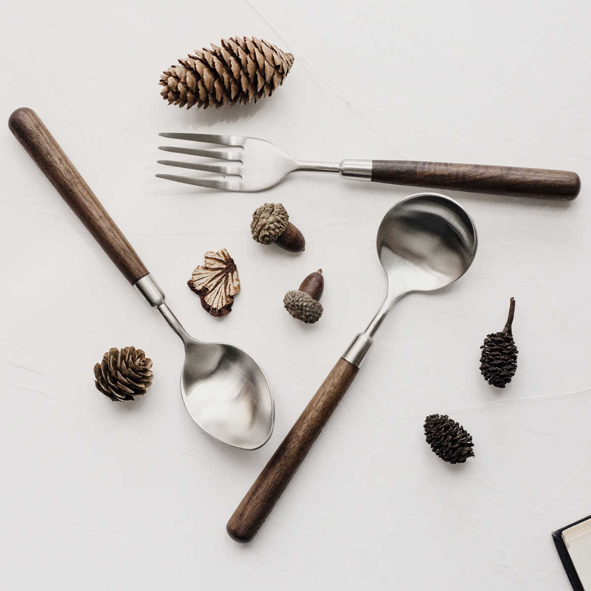 Stainless Steel Cutlery With Black Walnut Handle