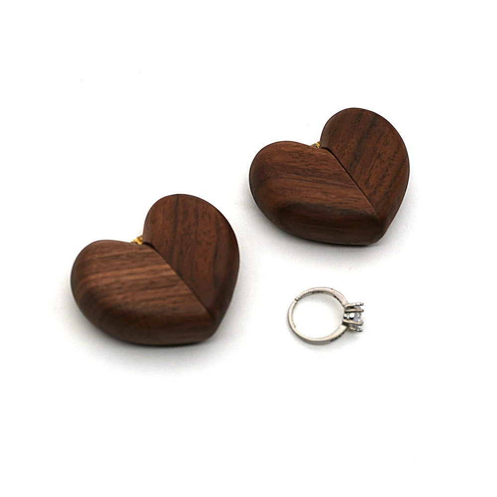 Black Walnut Proposal Heart Ring Box