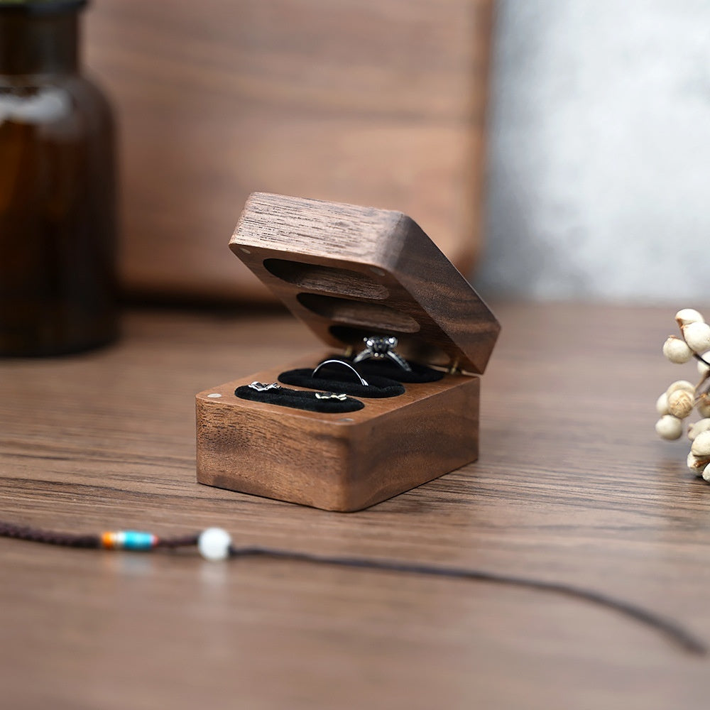 Black Walnut Wedding Ring Jewellery Box