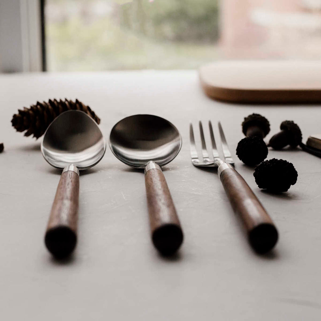 Stainless Steel Cutlery With Black Walnut Handle