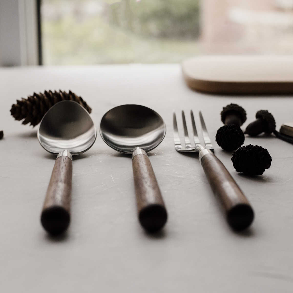 Stainless Steel Cutlery With Black Walnut Handle