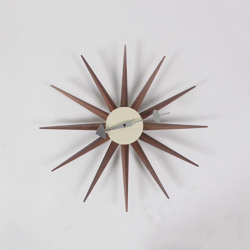 Walnut Starburst Wall Clock