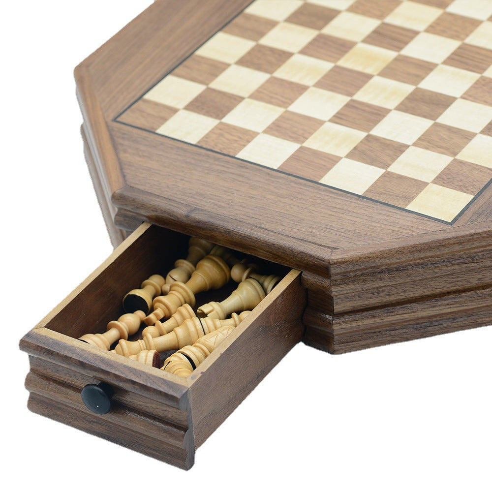 Octagonal Wooden Magnetic Chess Set