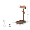 Solid Black Walnut LED Table Lamp Key Holder & Rechargeable Desk