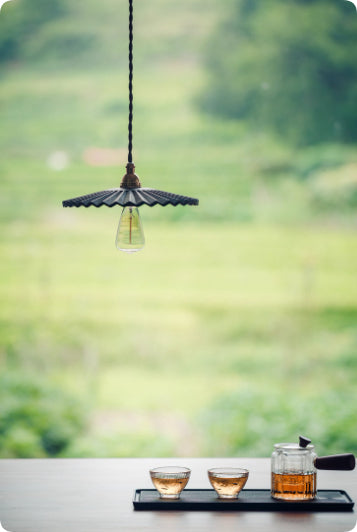 Vintage Black Walnut & Brass Pendant Chandelier