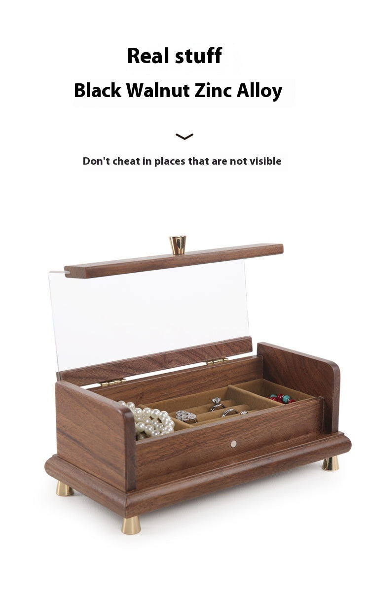 Japanese Style Black Walnut Jewelry Storage Box
