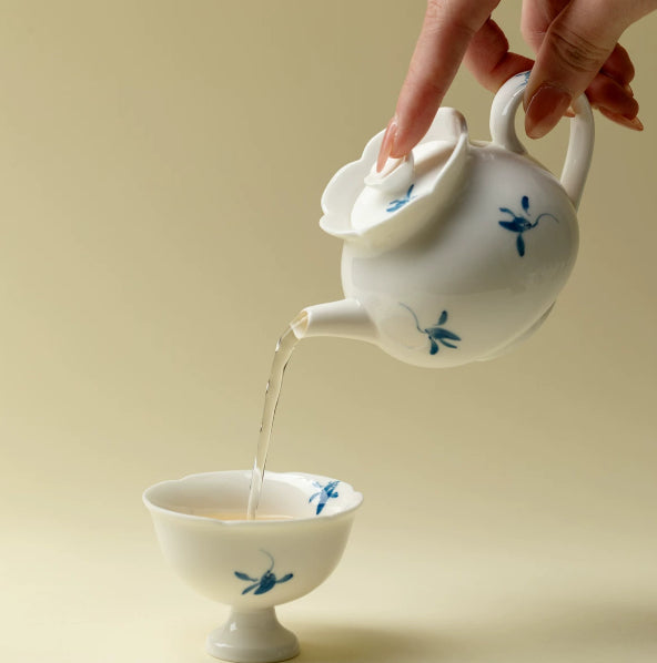 Orchid Bloom Ceramic Teapot