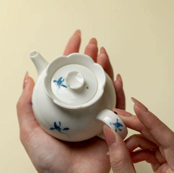 Orchid Bloom Ceramic Teapot
