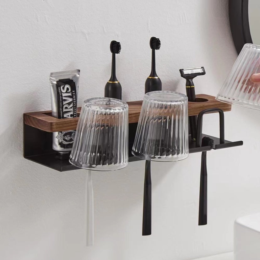 Black Walnut Toothbrush Station | Perforation free