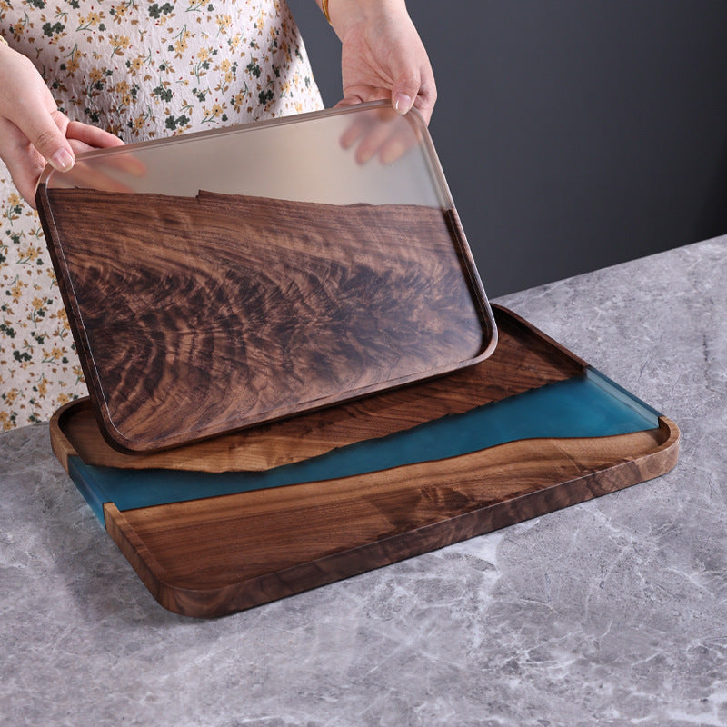 Walnut Resin Serving Tray Collection