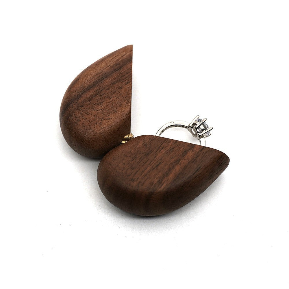Black Walnut Proposal Heart Ring Box