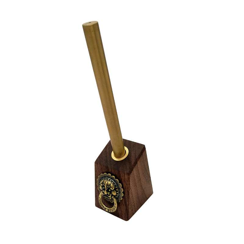 Black Walnut Geometric Pen Holder With Copper Pen
